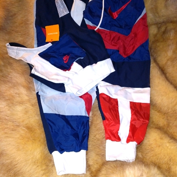 Handmade Scarlett Orange Air Jordan Nike Upcycled Jogger set top bottom … - Picture 2 of 8